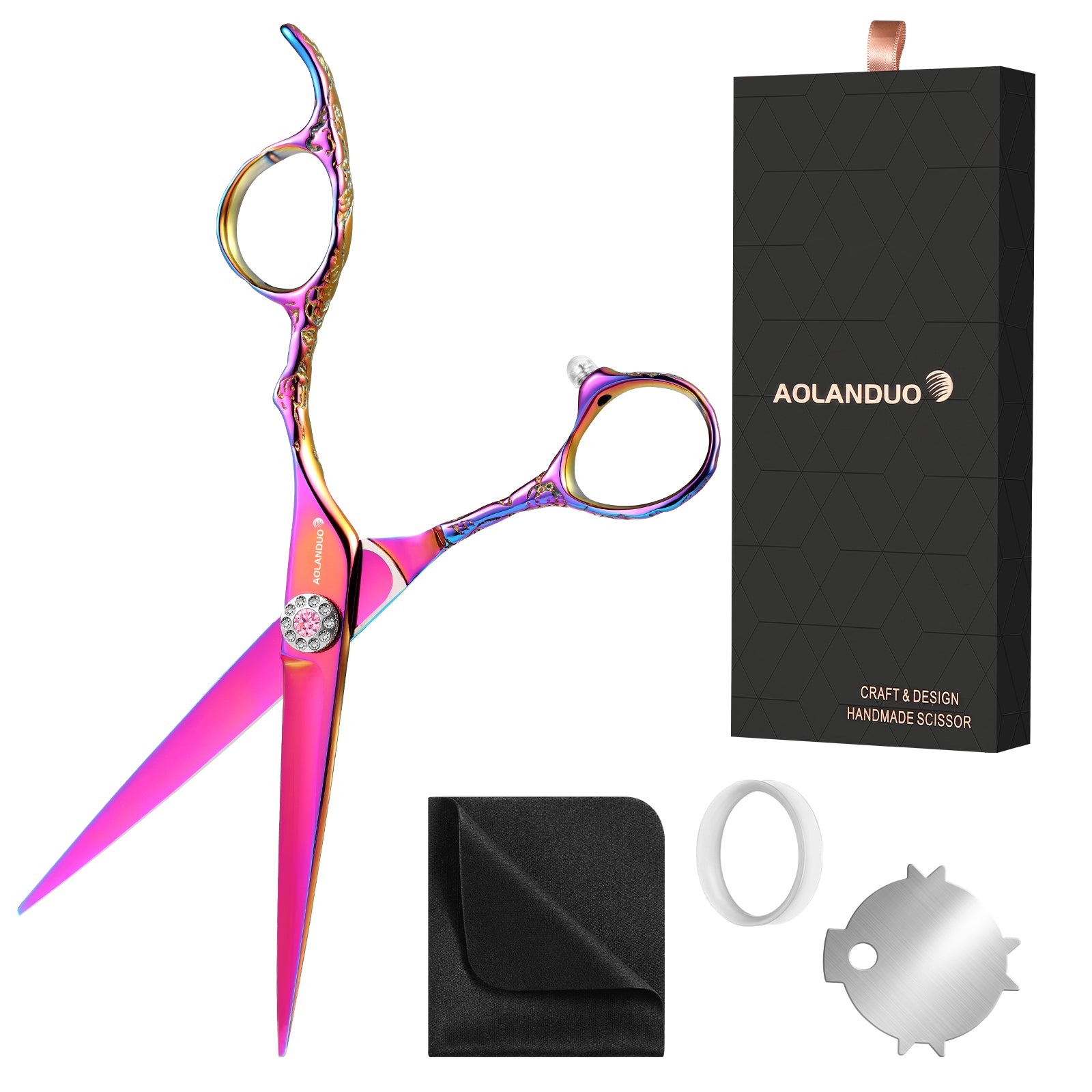 AOLANDUO 6" Neon Pink VG10 Shears: Bold Aesthetics, Pro Precision
