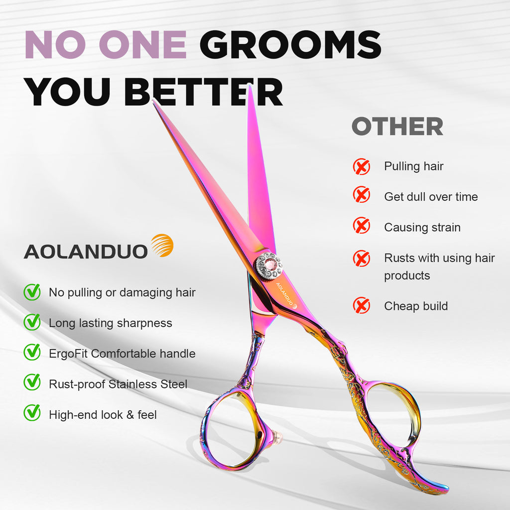 AOLANDUO 6" Neon Pink VG10 Shears: Bold Aesthetics, Pro Precision