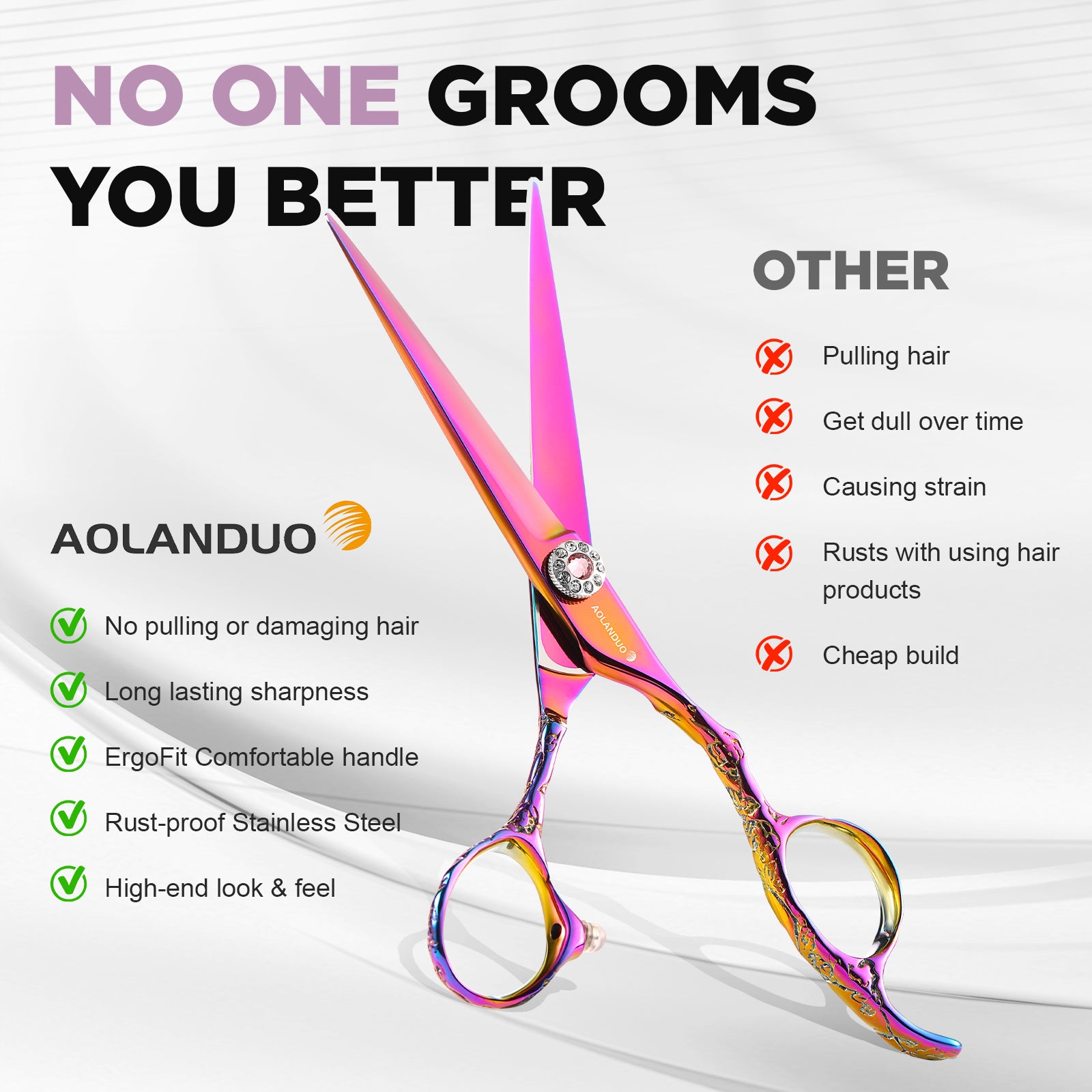 AOLANDUO 6" Neon Pink VG10 Shears: Bold Aesthetics, Pro Precision