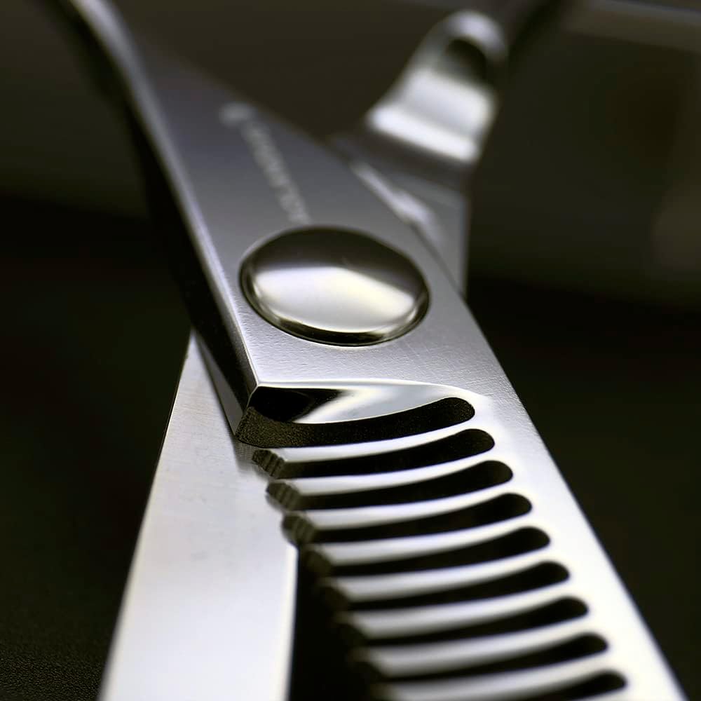 AOLANDUO Invisible-Blend Thinning Scissors – 6" VG10 Texturizing Shears for Natural Volume & Soft Layers – 25-Tooth Precision Edge, Offset Ergonomic Handle, Professional Hairdressing Scissors
