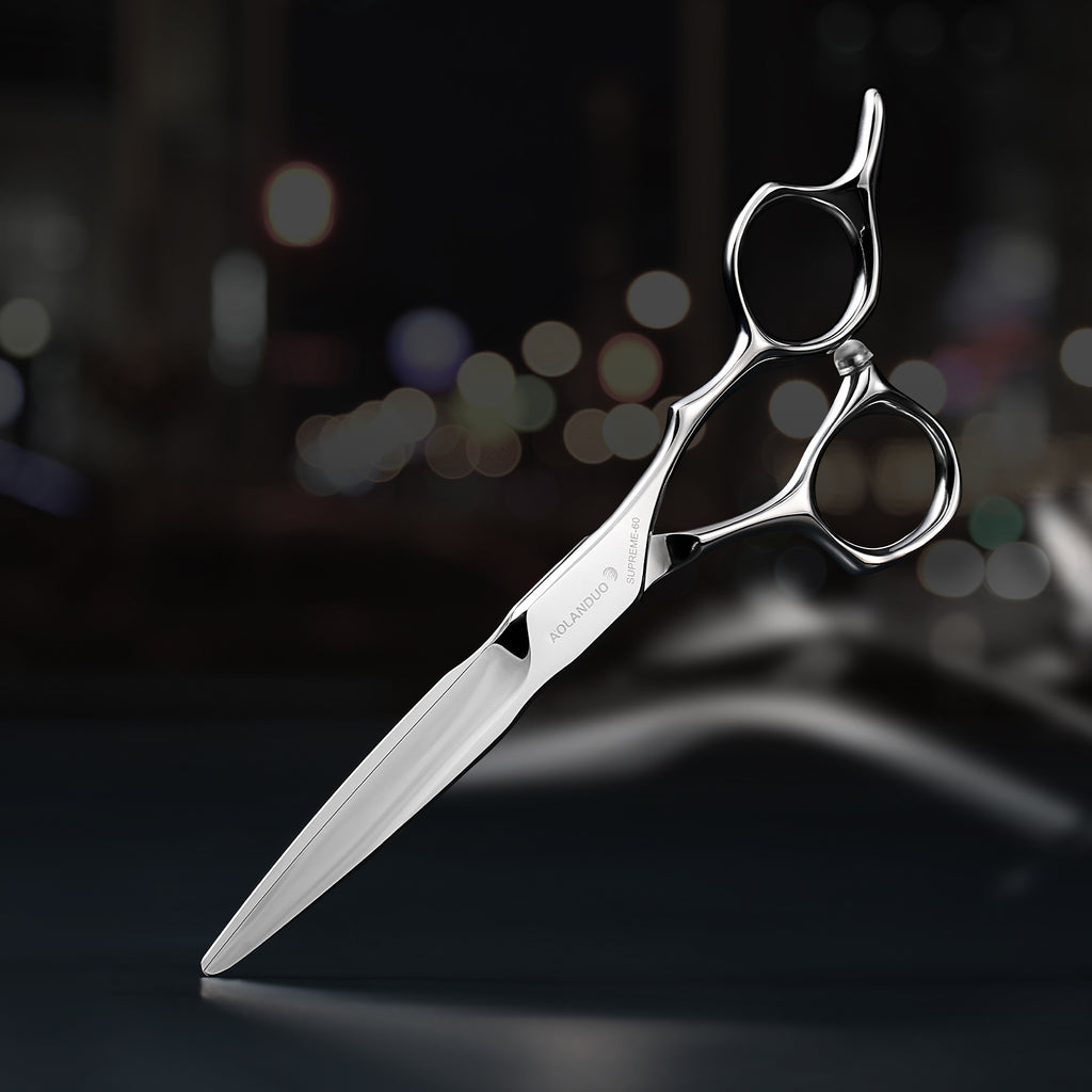 AOLANDUO Master Series VG10 Steel Professional Hair Cutting Scissors, Ultra-Sharp Barber & Stylist Shears, Best Hair Cutting Scissors Professional, 1 Count, 6.0 Inch, Silver White